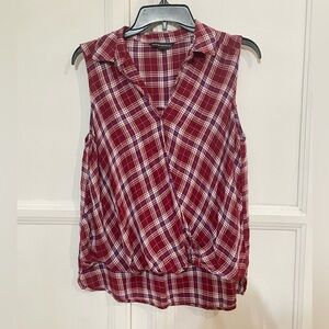 Rock and Republic Plaid Western Sleeveless Top Size Large